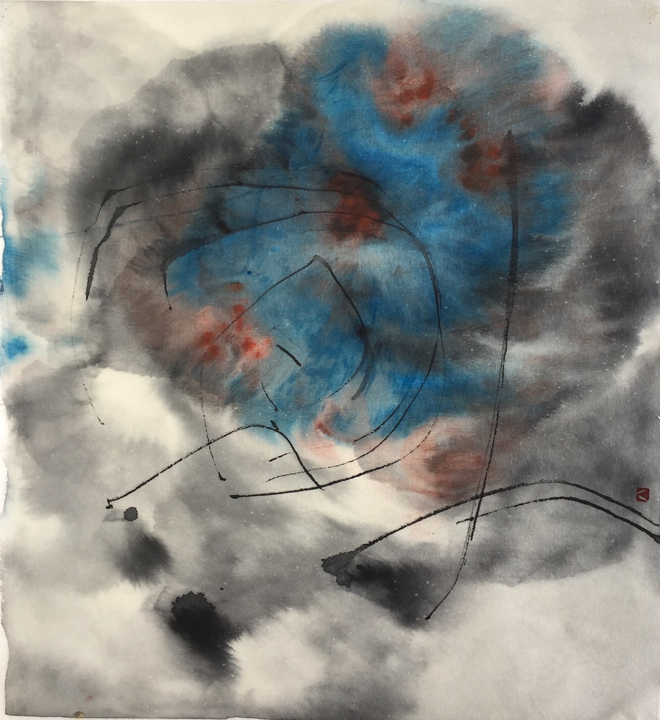 Clouds Dancing 3 24 X 25 cms Sumi ink, acrylic, 踊る雲 3 墨、アクリル　　2020